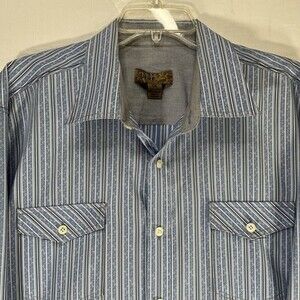 Blue by Pronto Uomo Men's Long Sleeve Button-Up Shirt Striped Floral Blue, XXL